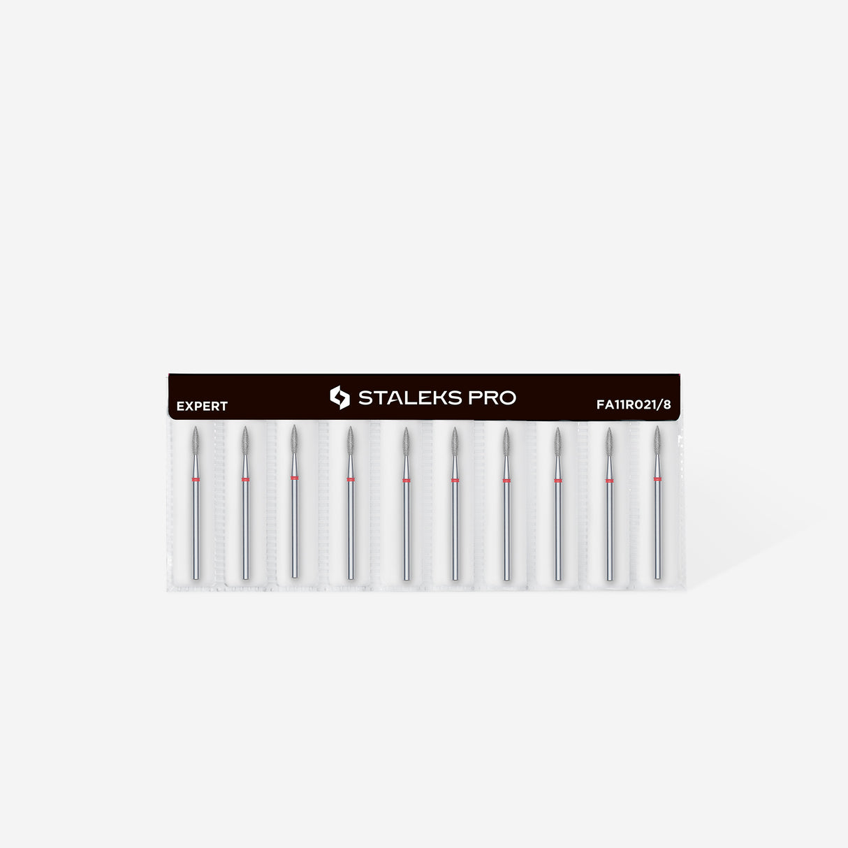 STALEKS Dimanta liesmveida frēze, sarkana EXPERT, 2,1mm/8mm