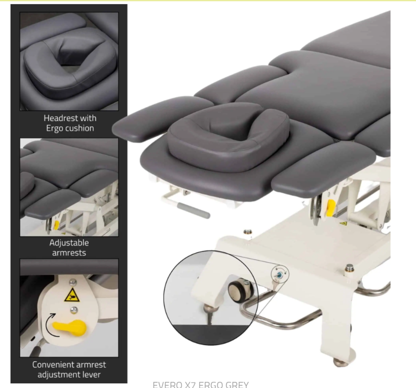 Evero X7 Ergo izmeklējumu un fizikālās terpijas kušete