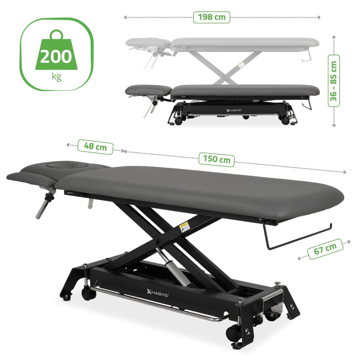 Evero Cross X4 ERGO procedūru galds, kājas vadība