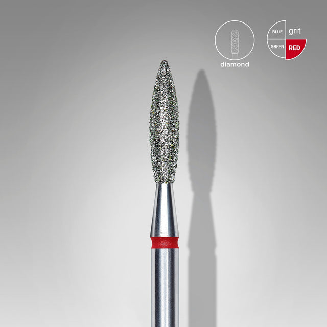 Dimanta liesmveida frēze, sarkana EXPERT d - 2,3 mm / 10 mm