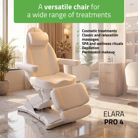 Elara PRO 4 kosmetoloģijas krēsls, balta