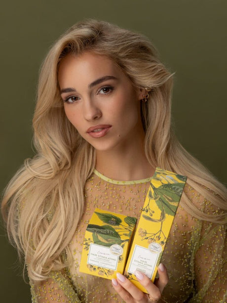 Magrada Linden Flower matu kopšanas līnijas šampūns un kondicionieris ar modeli