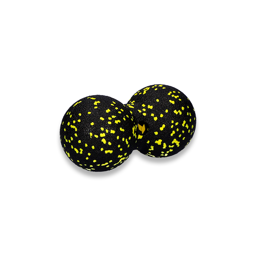 Dubultā masāžas bumbiņa melna/dzeltena | YellowMASSAGE DuoBall, 8 cm