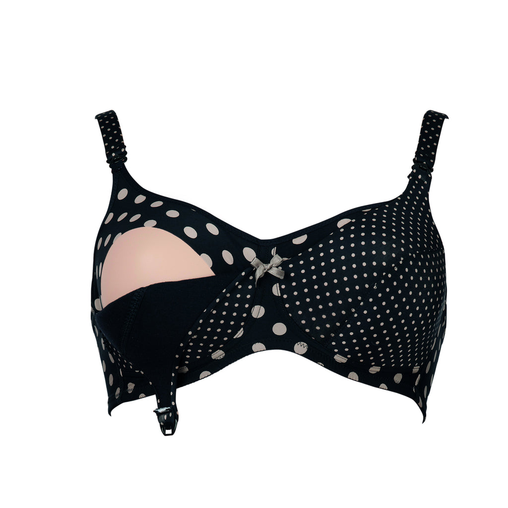 POLKA DOT |  barošanas krūšturis |  bez stieplītēm | melns